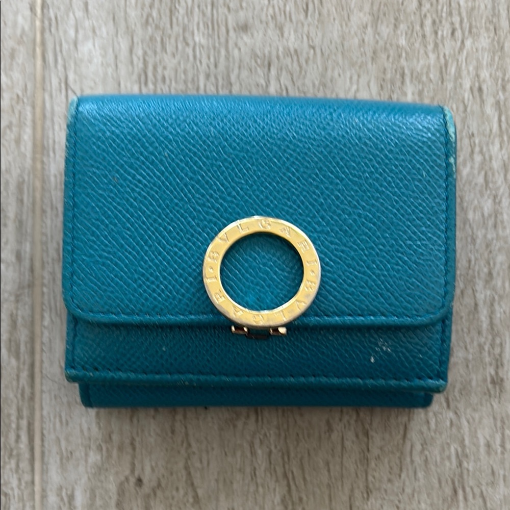 BVLGARI Turquoise Tri-fold Wallet